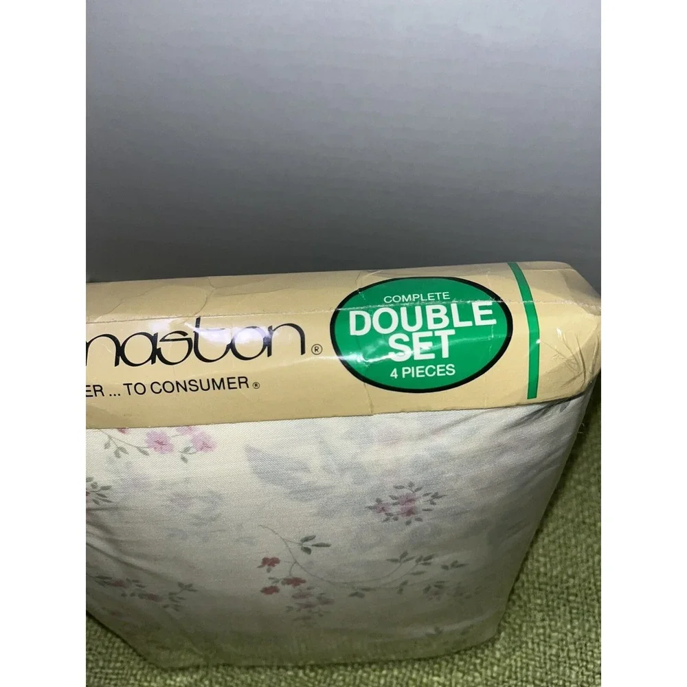 vintage‎ 4 Pc Thomaston Double  Sheet Set Cream Floral  Pillow Cases New Amanda